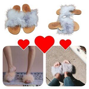 Brother Vellies Marabou Lamu Sandal Lavender Size 9
